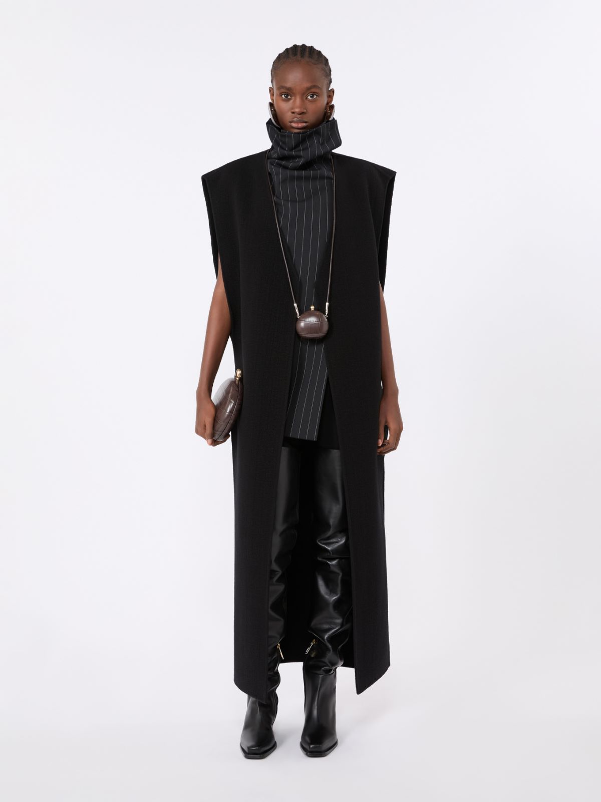 Sleeveless wool and cashmere coat - BLACK - Max Mara