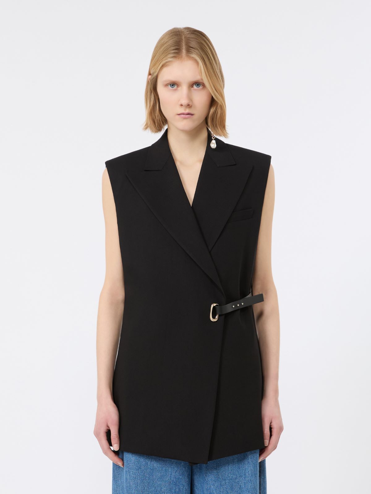 Sleeveless stretch viscose blazer - BLACK - Max Mara - 2
