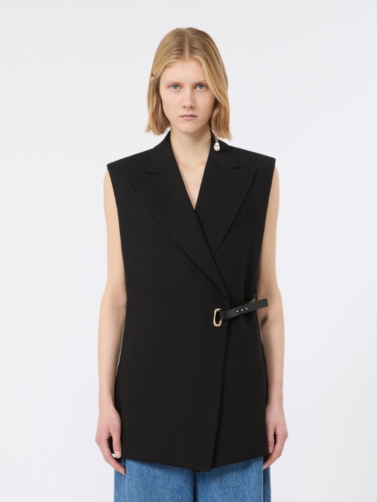 Sleeveless stretch viscose blazer - BLACK - Max Mara - 2