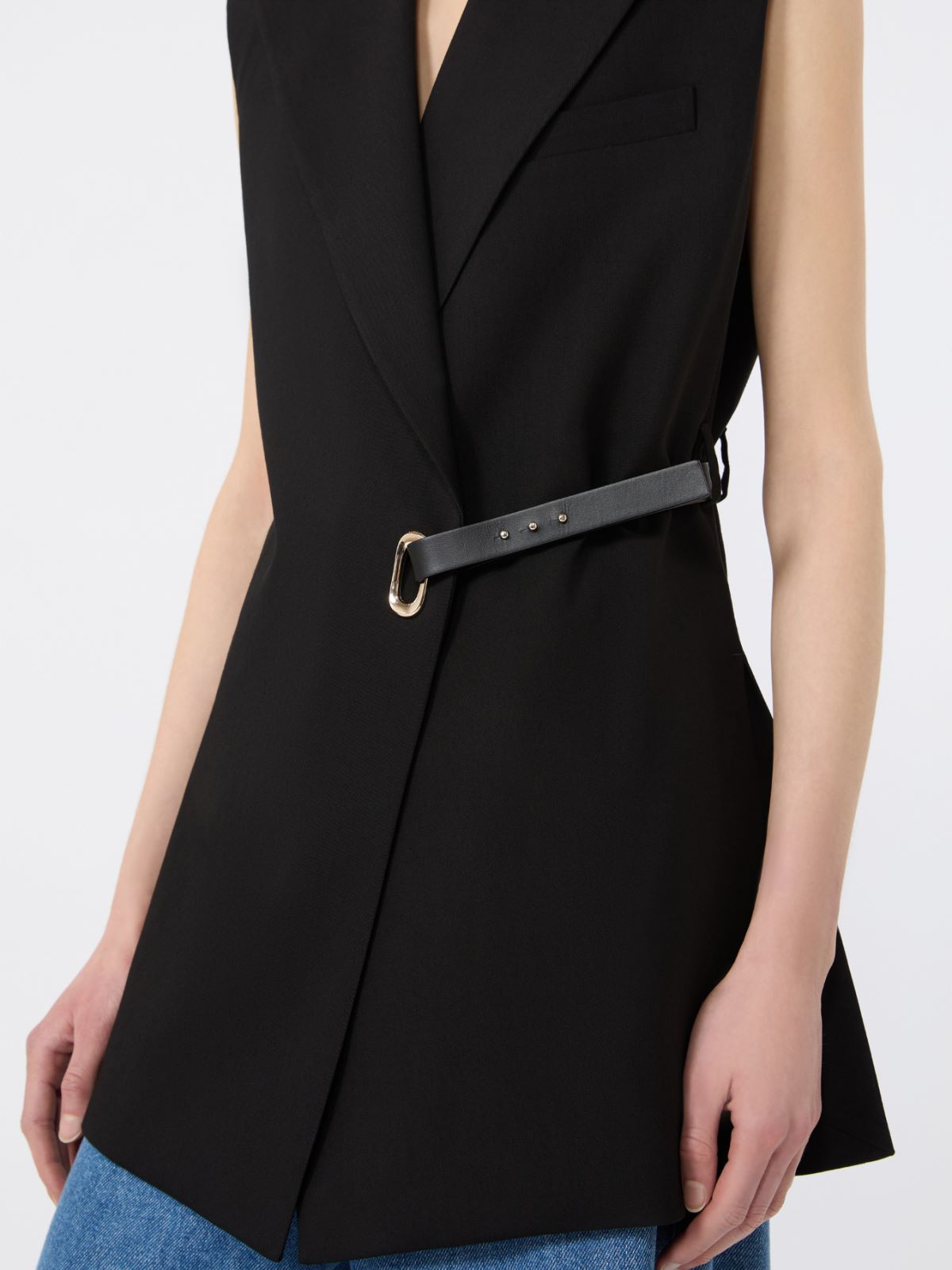 Sleeveless stretch viscose blazer - BLACK - Max Mara - 5