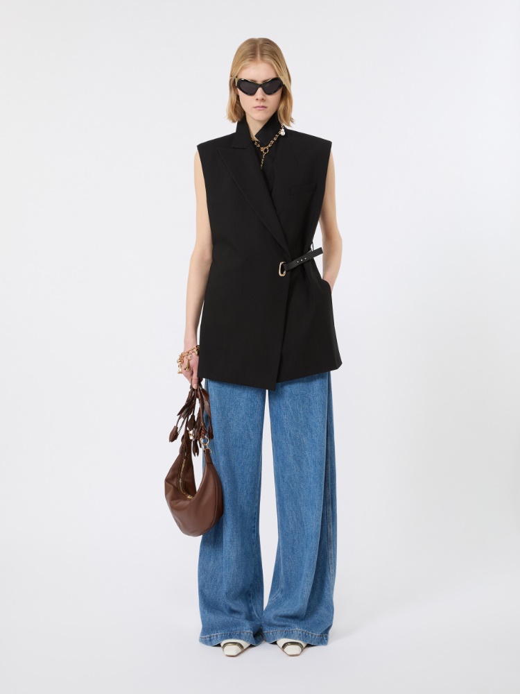 Sleeveless stretch viscose blazer - BLACK