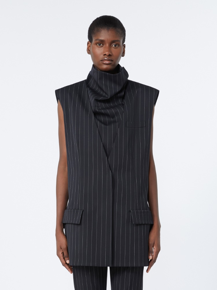 Sleeveless pinstripe wool jacket - BLACK - Max Mara - 2