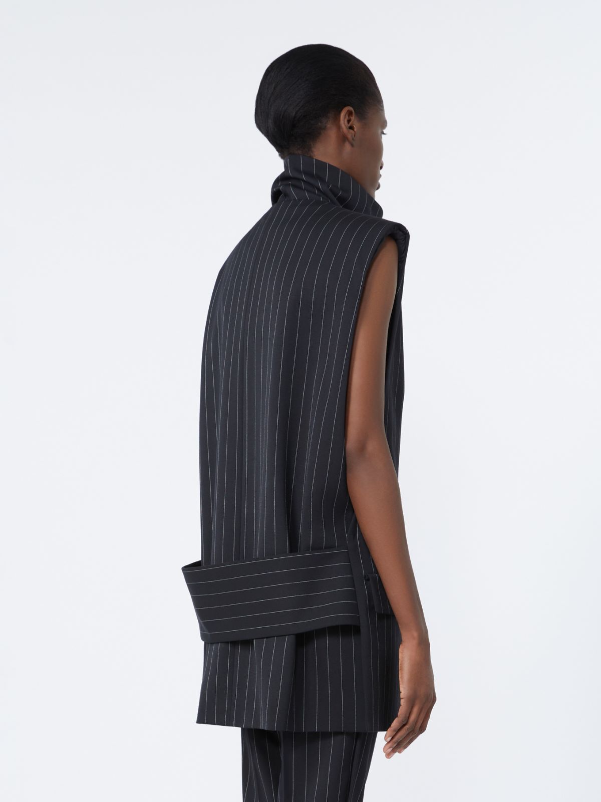 Sleeveless pinstripe wool jacket - BLACK - Max Mara - 3