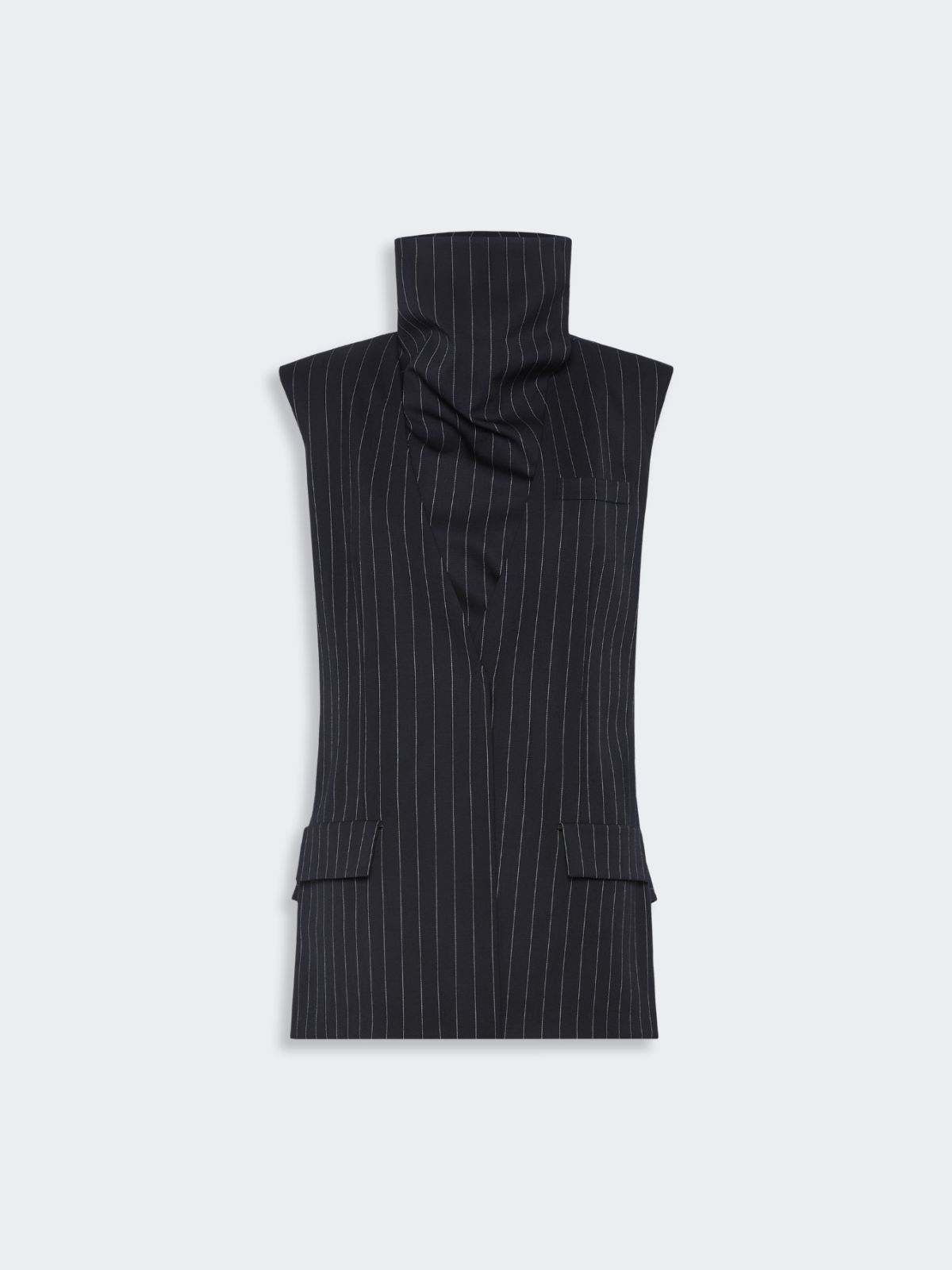 Sleeveless pinstripe wool jacket - BLACK - Max Mara - 6