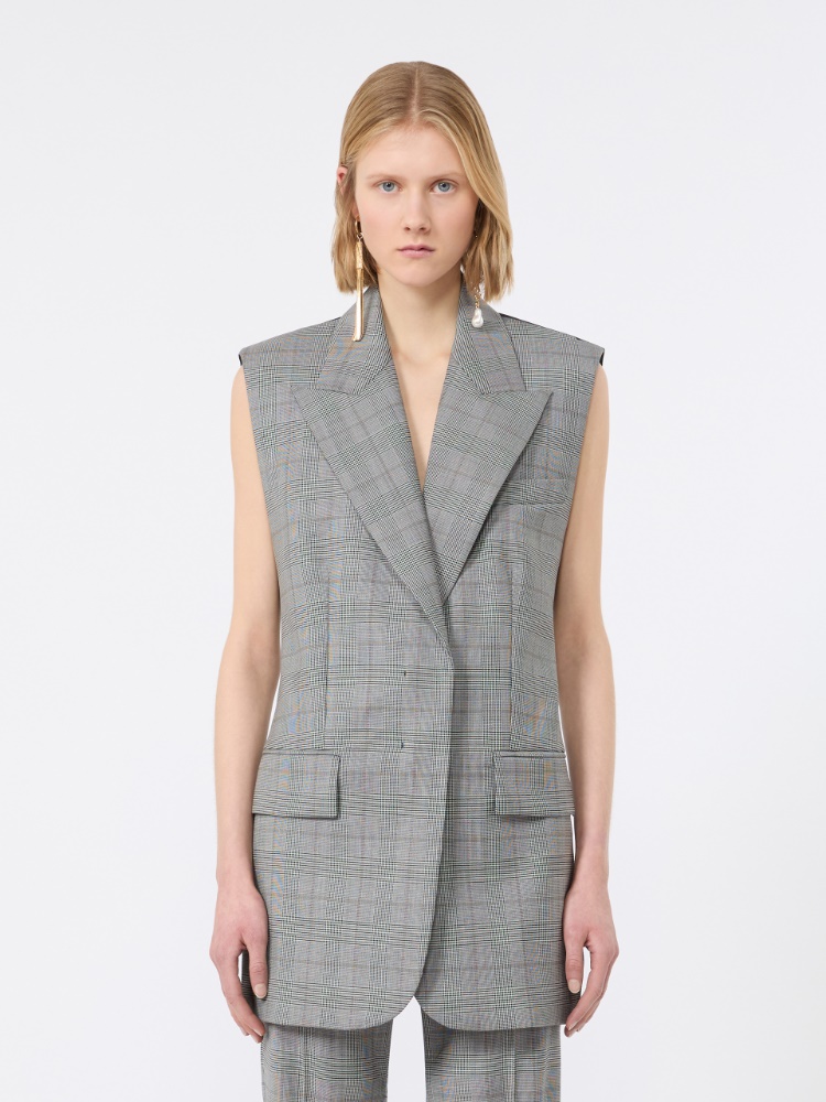 Ärmelloser Blazer aus reiner Wolle mit Glencheck-Karomuster - SCHWARZWEISS - Max Mara - 2