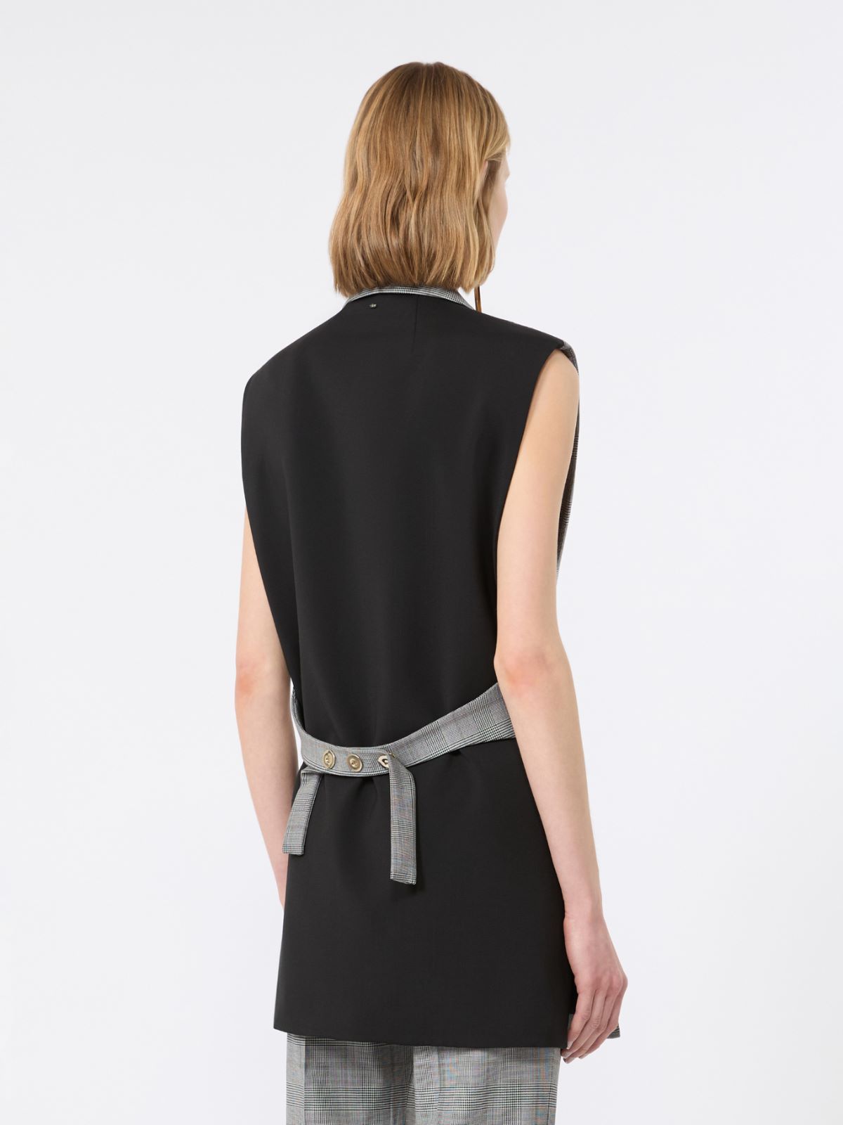 Ärmelloser Blazer aus reiner Wolle mit Glencheck-Karomuster - SCHWARZWEISS - Max Mara - 3