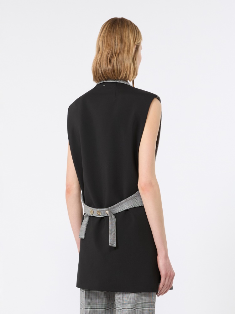 Ärmelloser Blazer aus reiner Wolle mit Glencheck-Karomuster - SCHWARZWEISS - Max Mara - 3