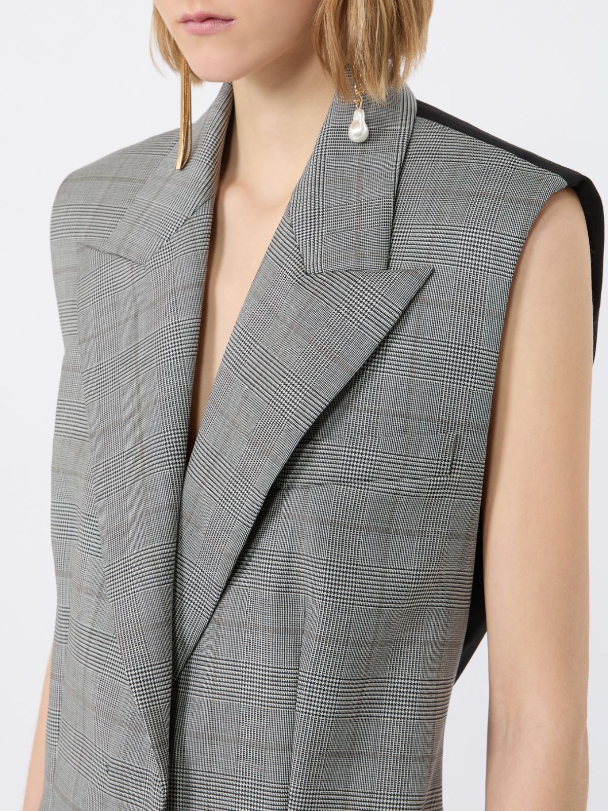 Ärmelloser Blazer aus reiner Wolle mit Glencheck-Karomuster - SCHWARZWEISS - Max Mara - 5
