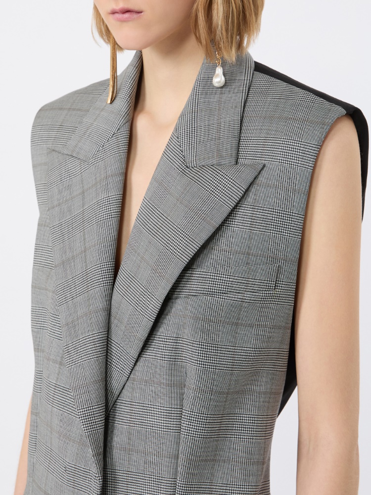 Ärmelloser Blazer aus reiner Wolle mit Glencheck-Karomuster - SCHWARZWEISS - Max Mara - 5