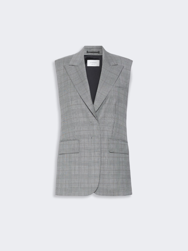 Ärmelloser Blazer aus reiner Wolle mit Glencheck-Karomuster - SCHWARZWEISS - Max Mara - 6
