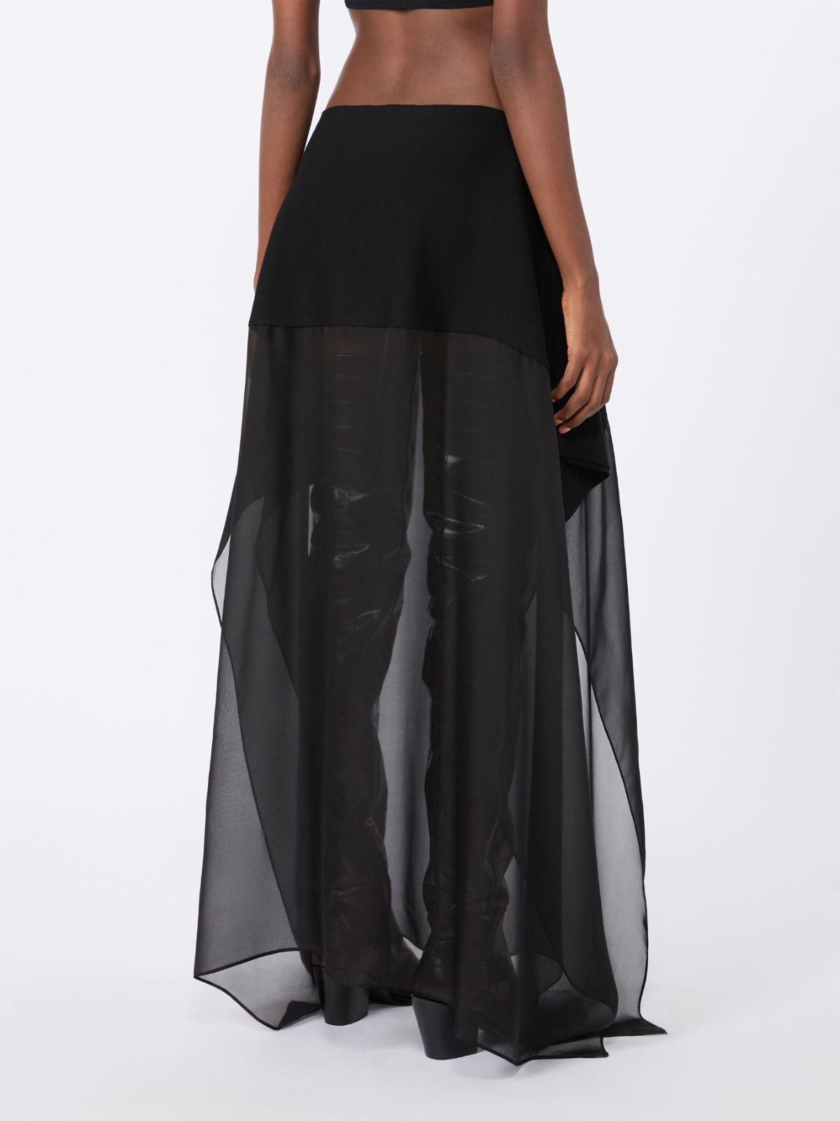 Falda larga de punto y georgette de seda - NEGRO - Max Mara - 3