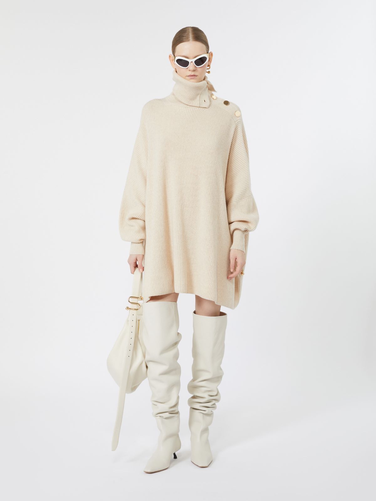 Oversized wool and cashmere dress - BEIGE