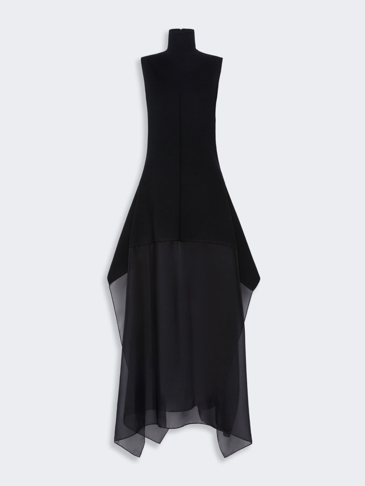 Long viscose knit and silk georgette dress - BLACK - Max Mara - 5