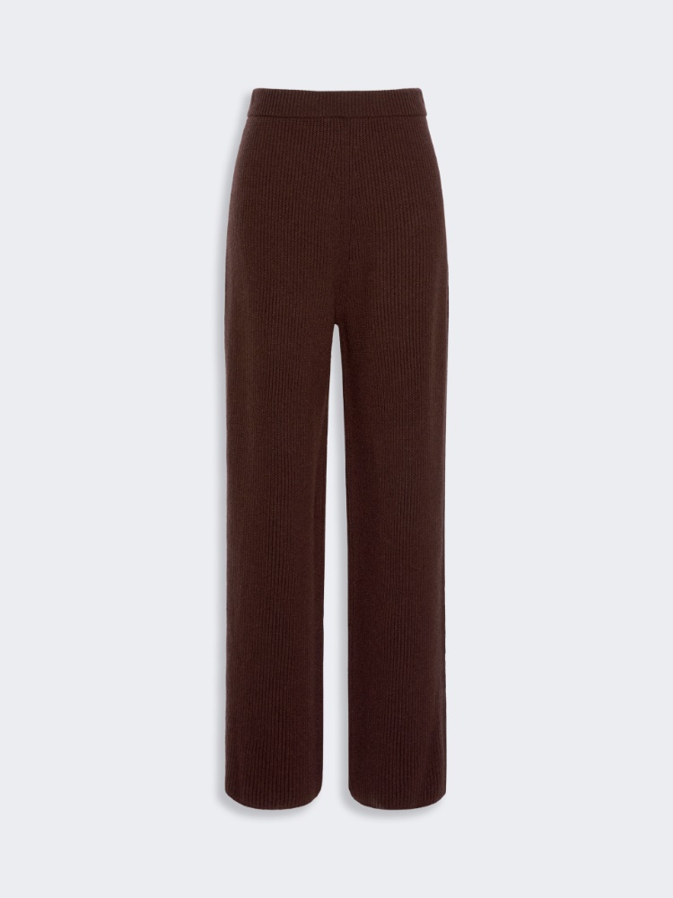 Oversized cashmere-blend trousers - CHOCOLATE