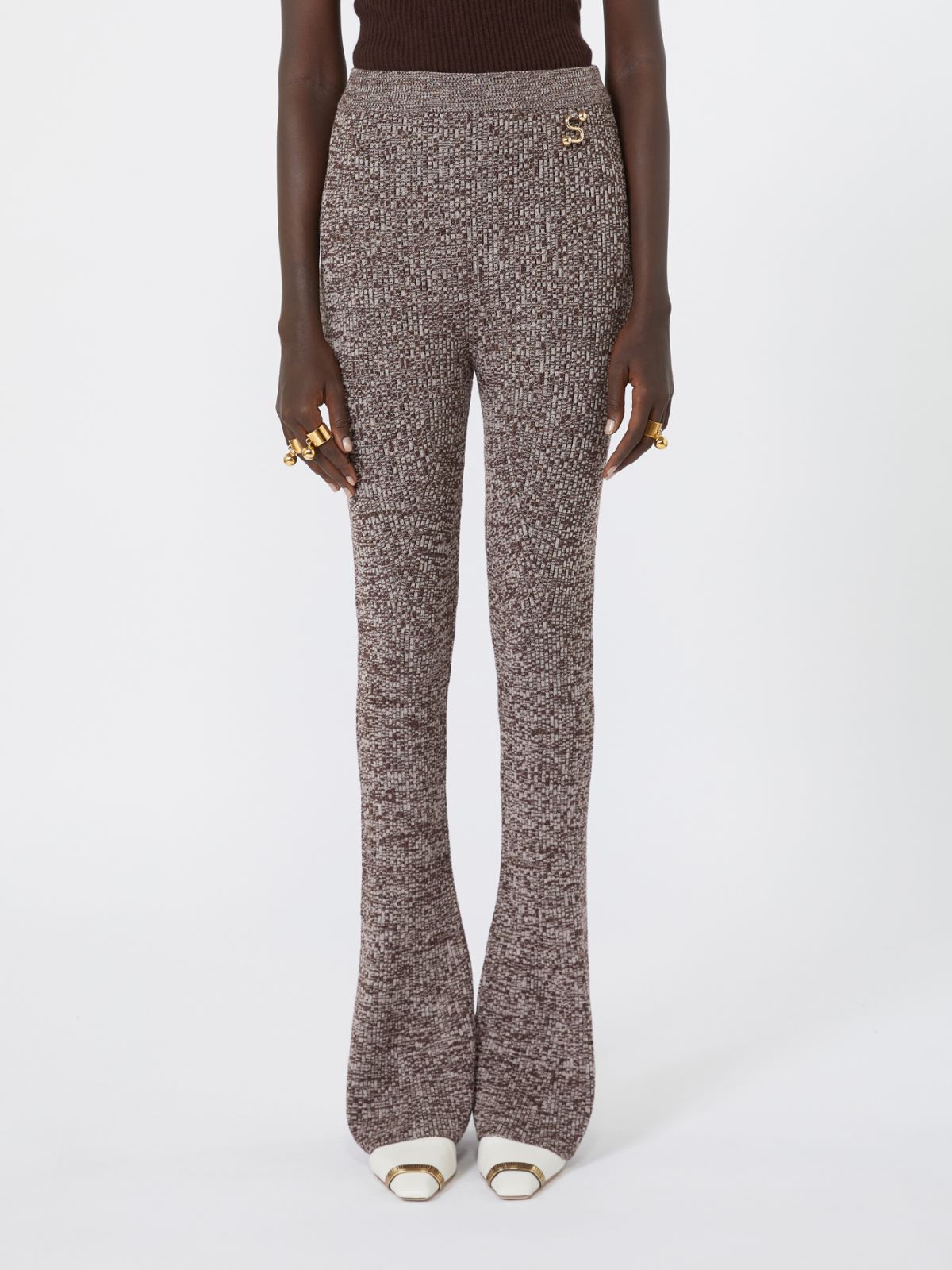 Wool-blend slim flared trousers - CHOCOLATE - Max Mara - 2