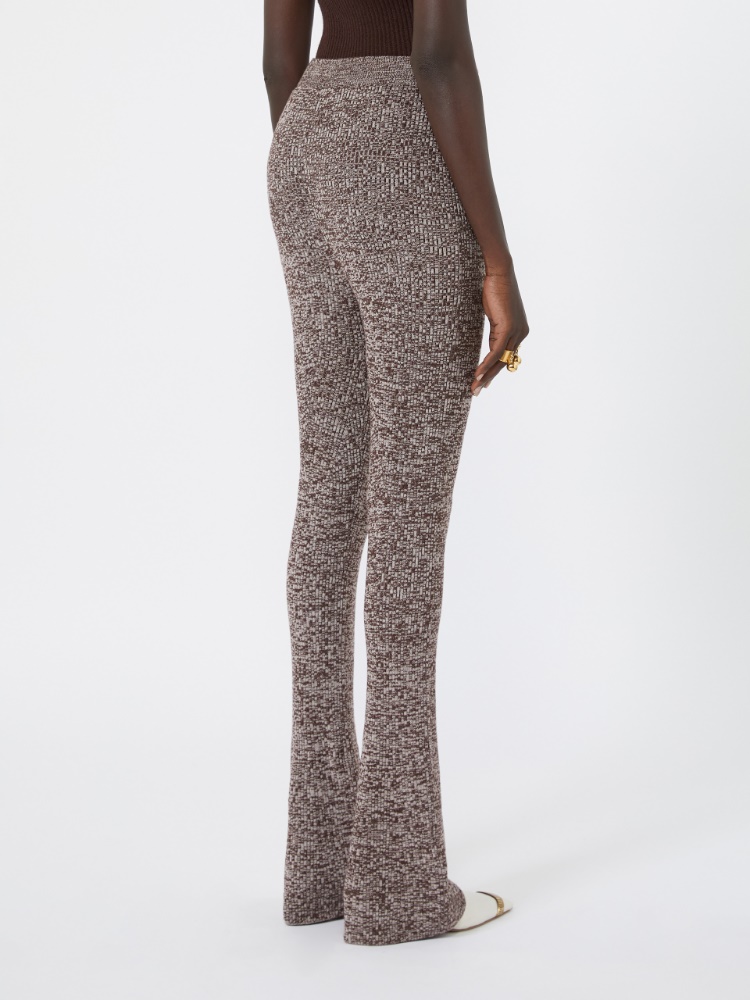 Wool-blend slim flared trousers - CHOCOLATE - Max Mara - 3