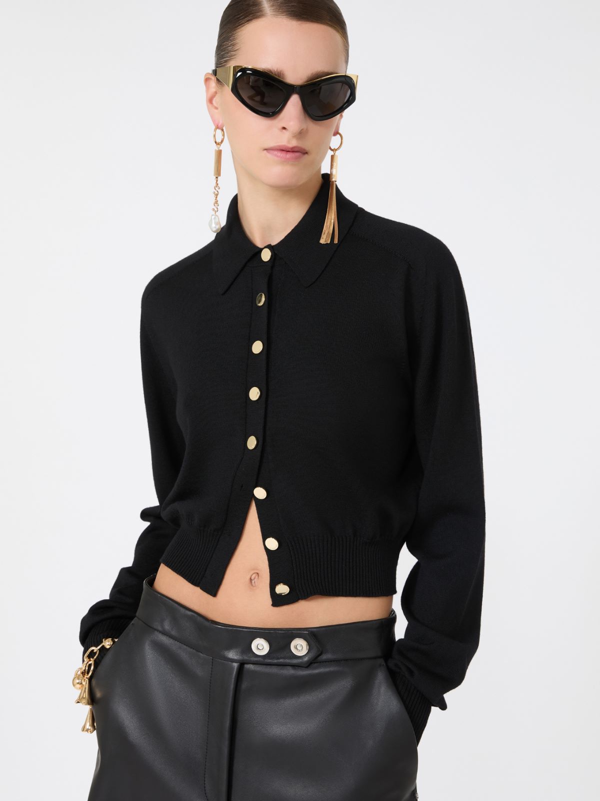 Pure wool cardigan - BLACK - Max Mara - 4