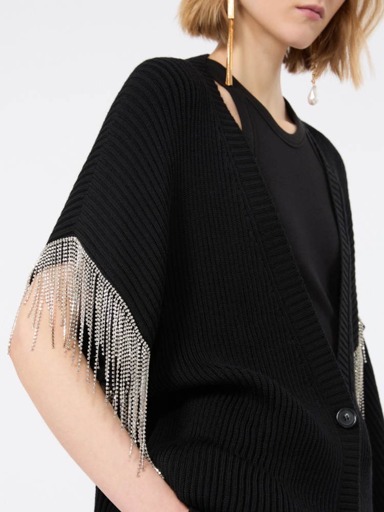 Oversized pure wool cardigan - BLACK - 5