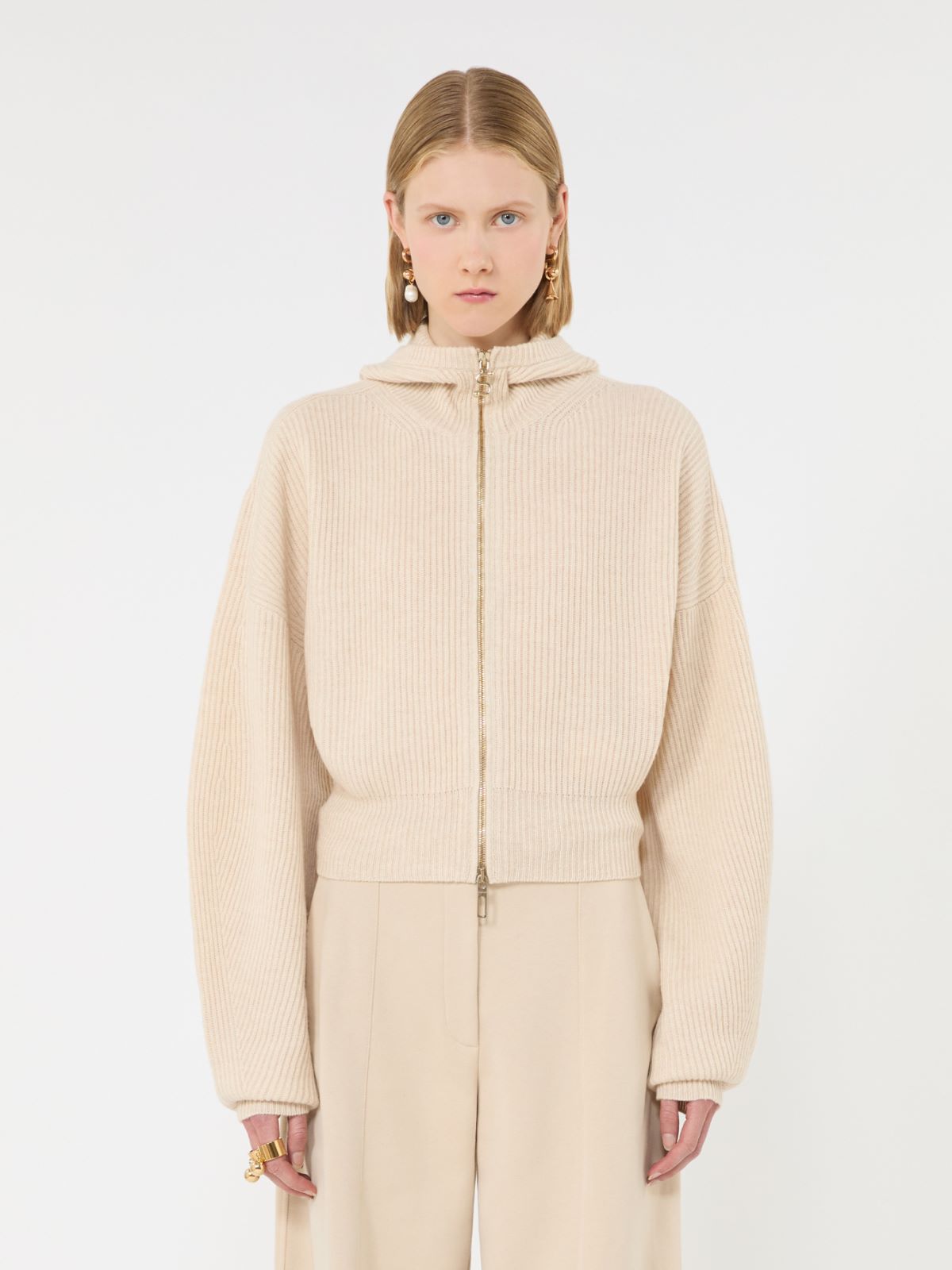 Wool and cashmere hooded cardigan - BEIGE - Max Mara - 2