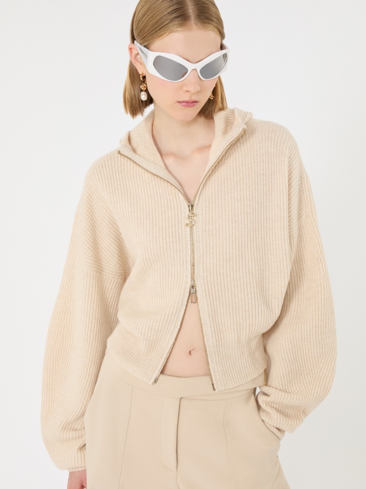 Wool and cashmere hooded cardigan - BEIGE - Max Mara - 4
