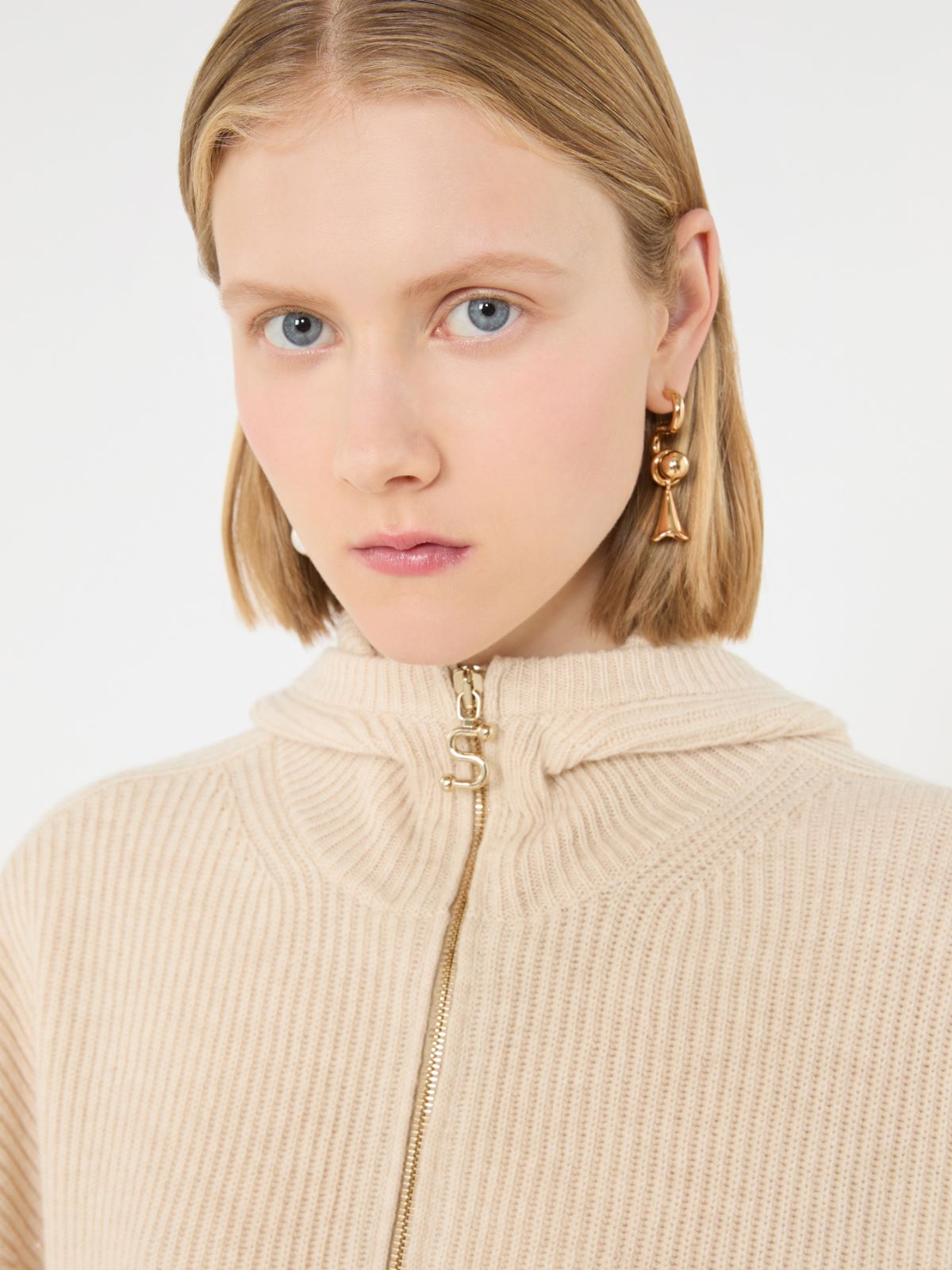 Wool and cashmere hooded cardigan - BEIGE - Max Mara - 5