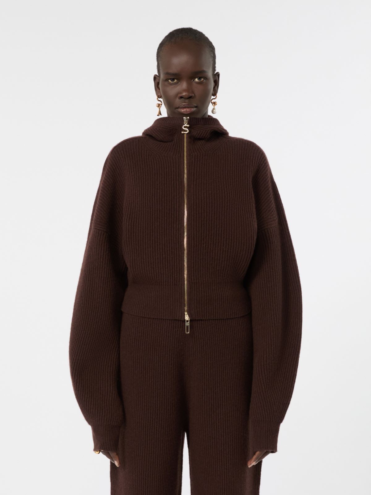 Wool and cashmere hooded cardigan - CHOCOLATE - Max Mara - 2