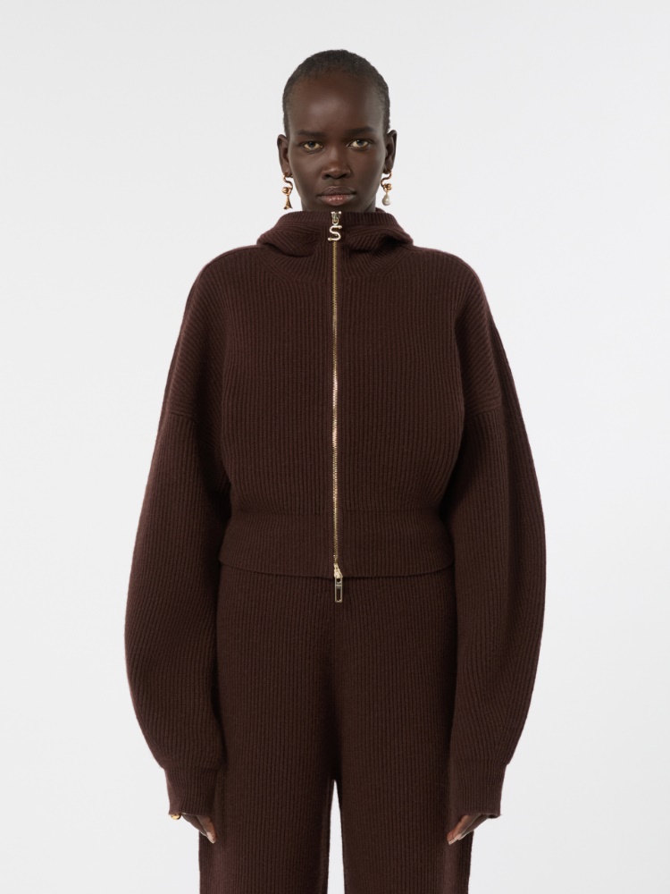 Wool and cashmere hooded cardigan - CHOCOLATE - Max Mara - 2