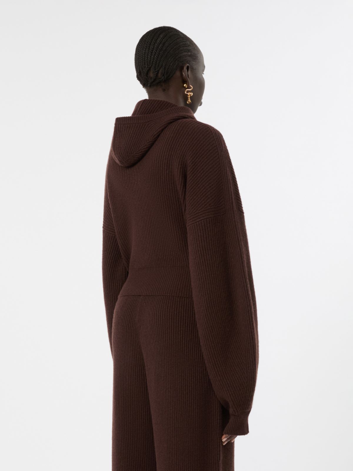 Wool and cashmere hooded cardigan - CHOCOLATE - Max Mara - 3