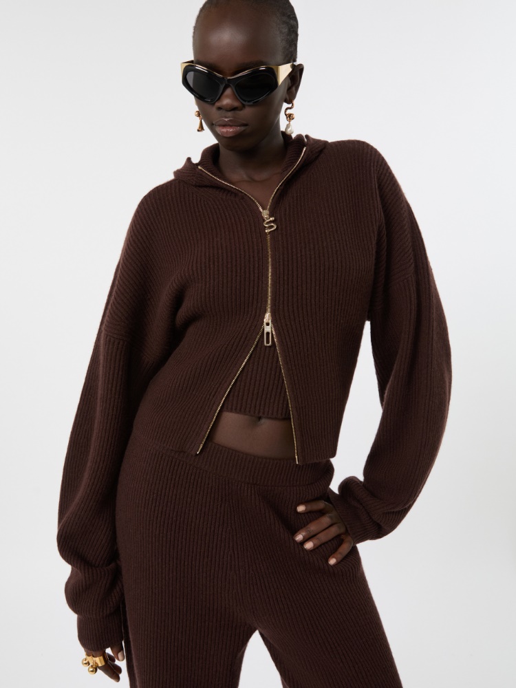 Wool and cashmere hooded cardigan - CHOCOLATE - Max Mara - 4