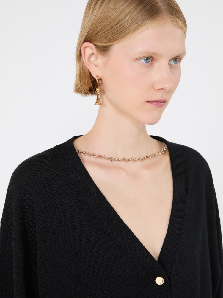 Cropped pure wool cardigan - BLACK - Max Mara - 5