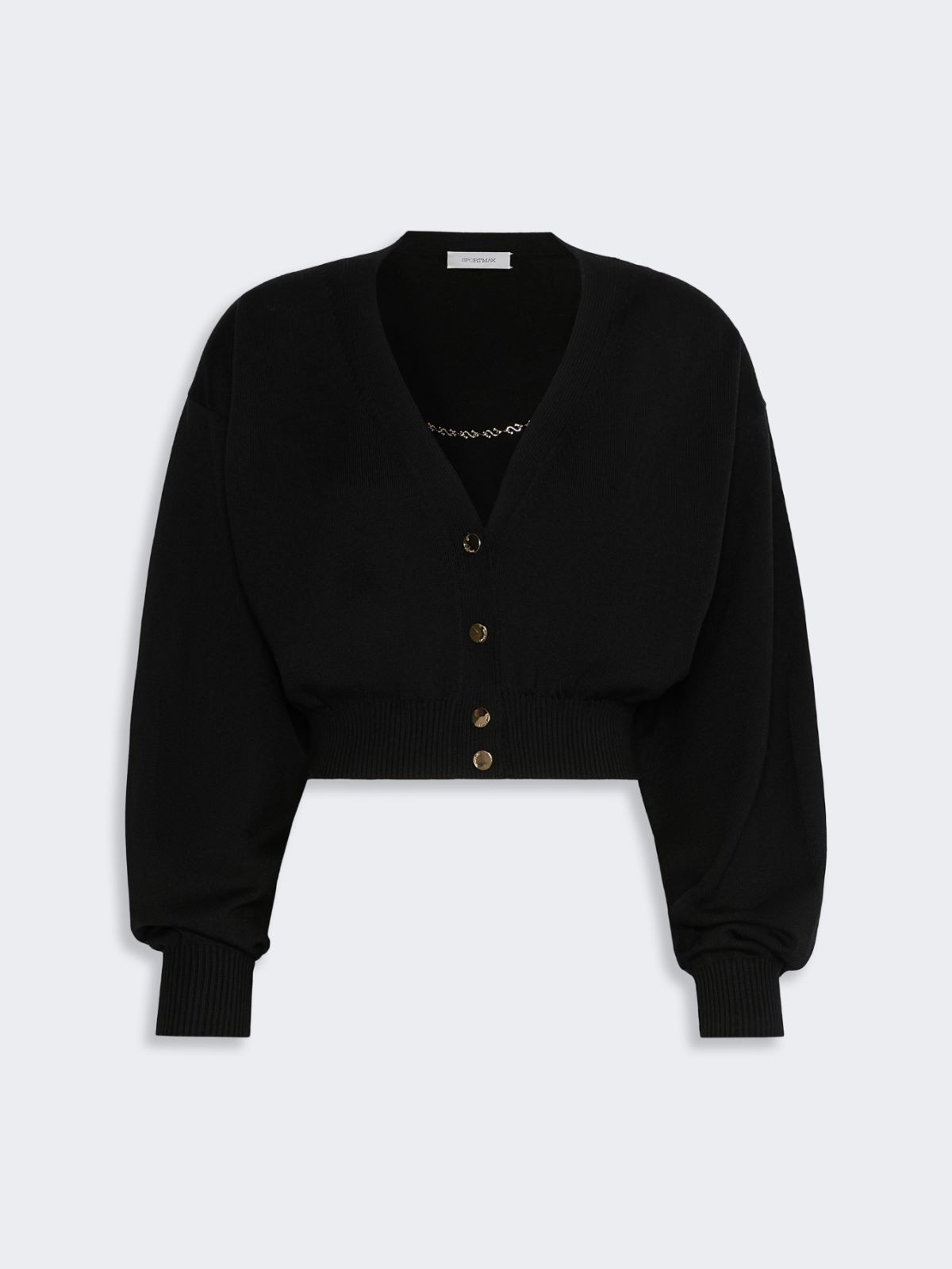 Cropped pure wool cardigan - BLACK - Max Mara - 6