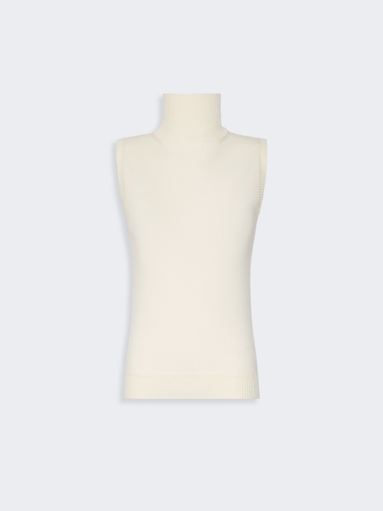 Ärmelloser Pullover aus reiner Wolle - WEISS