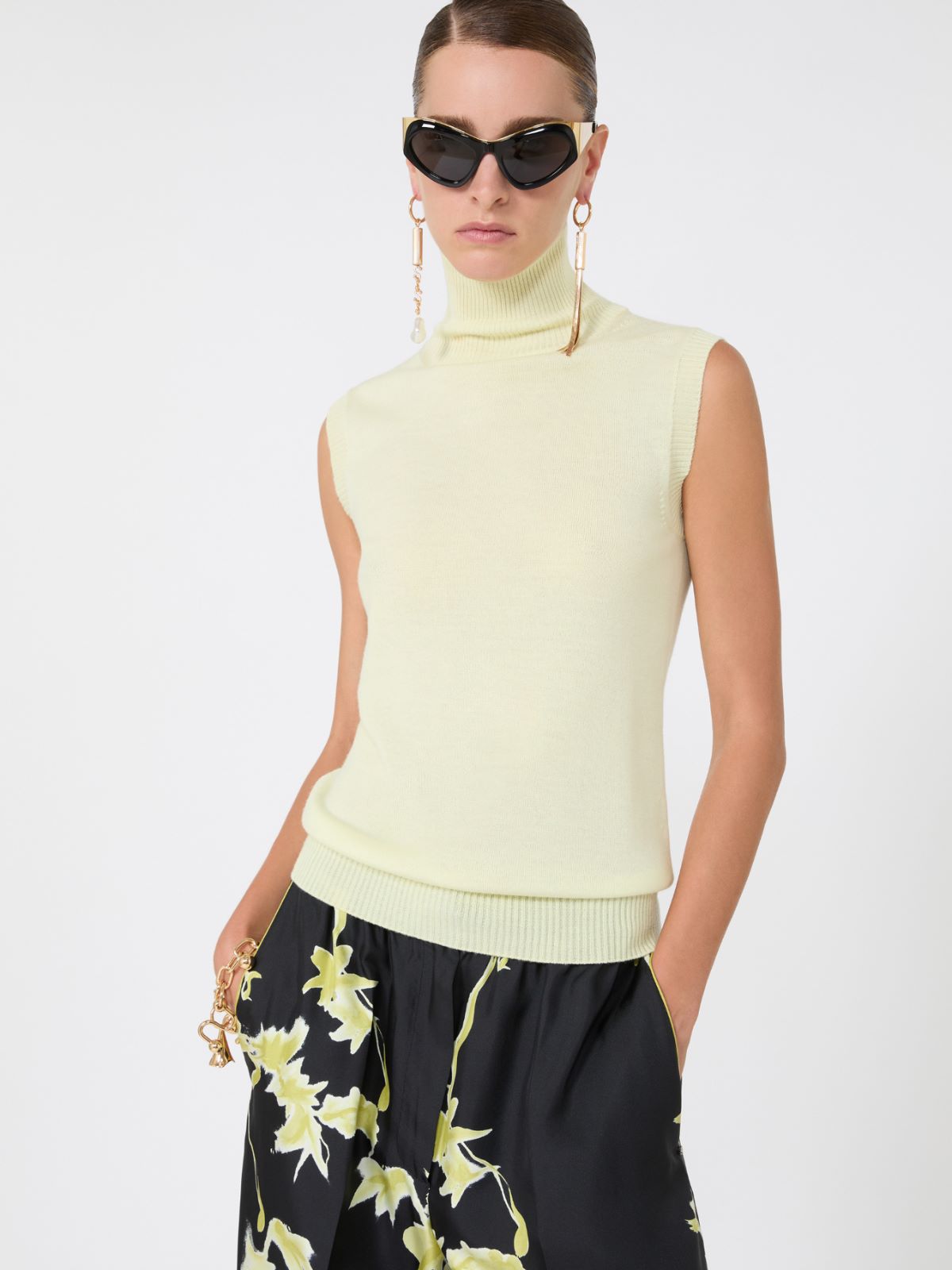 Maglia smanicata in pura lana - VERDE PASTELLO - Max Mara - 4