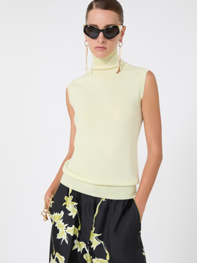 Maglia smanicata in pura lana - VERDE PASTELLO - Max Mara - 4
