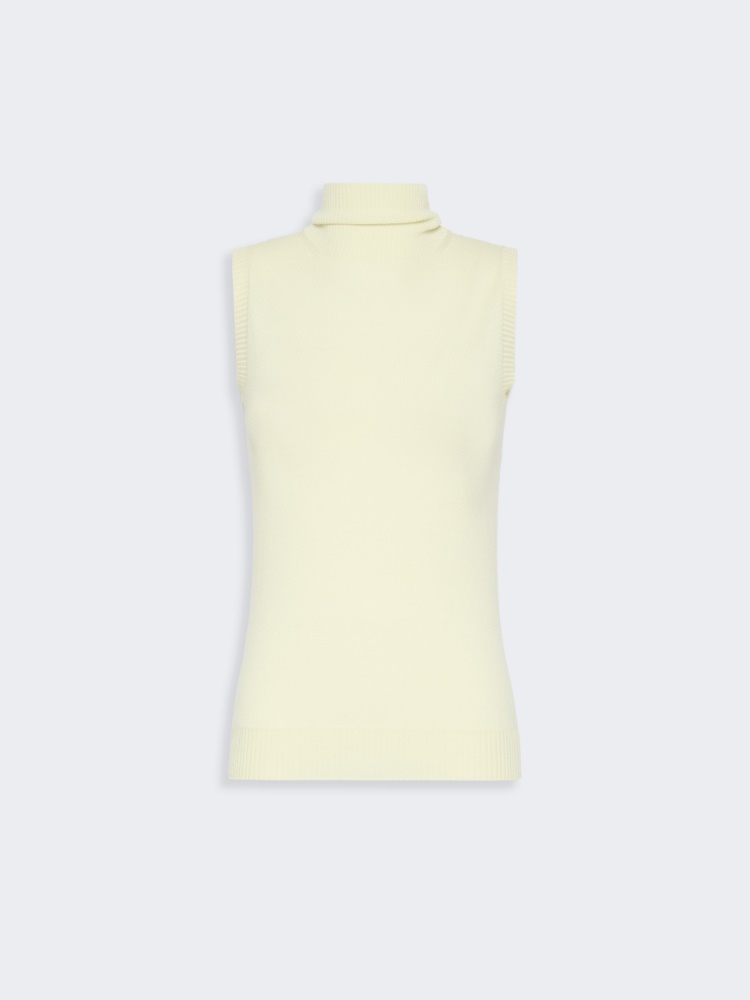 Maglia smanicata in pura lana - VERDE PASTELLO