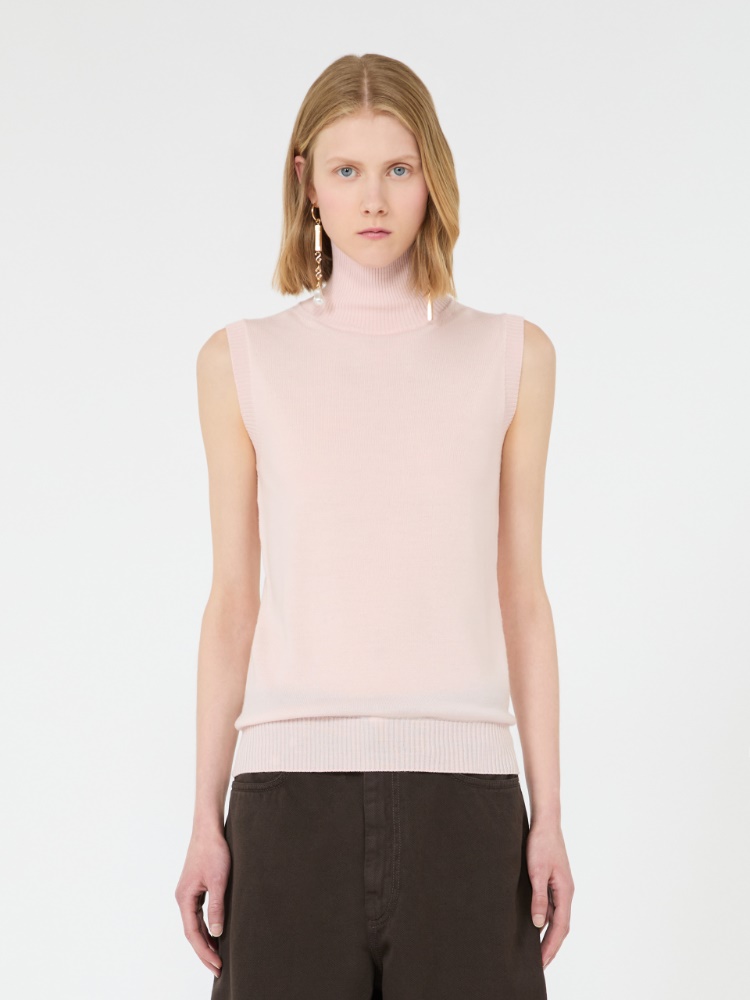 Sleeveless pure wool sweater - PINK - 2