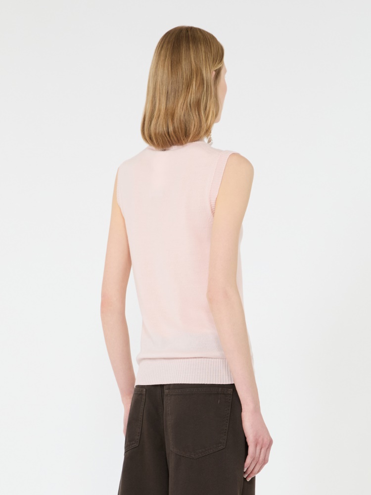 Sleeveless pure wool sweater - PINK - 3