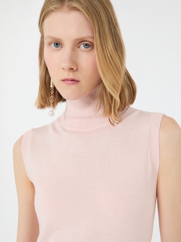 Sleeveless pure wool sweater - PINK - 5