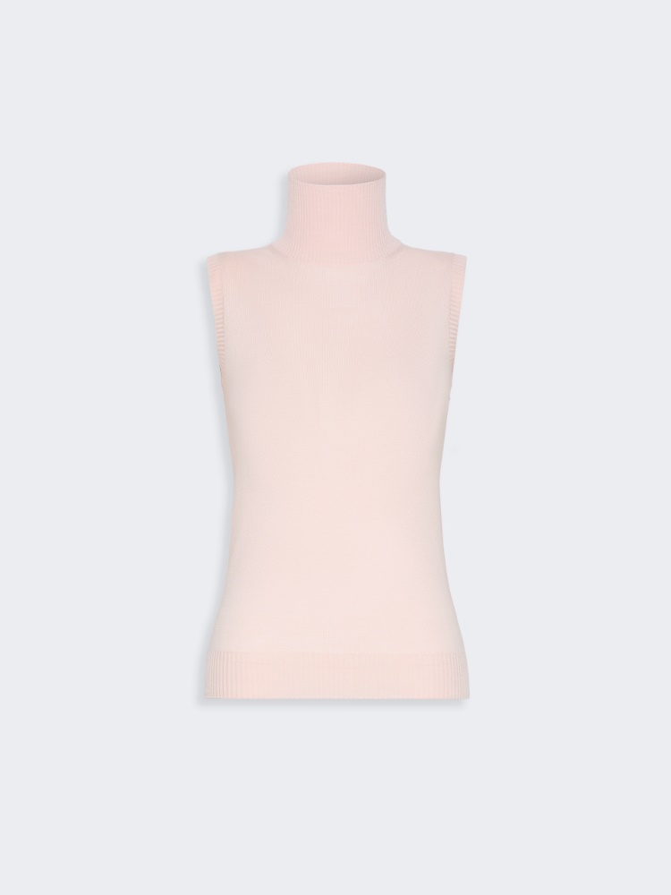 Sleeveless pure wool sweater - PINK