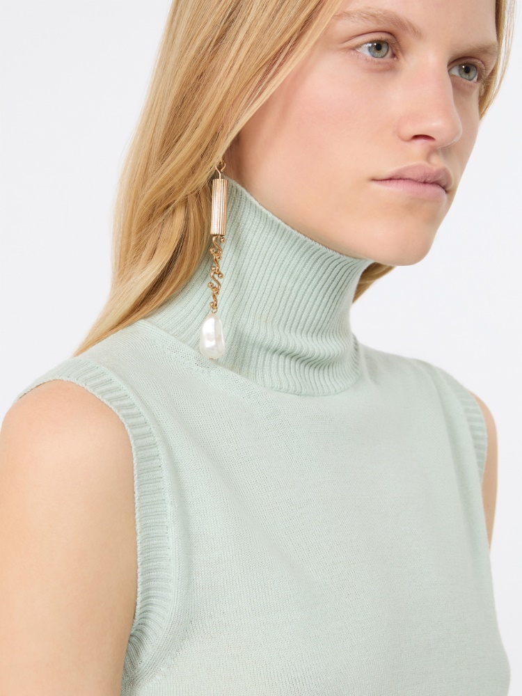 Sleeveless pure wool sweater - PASTEL GREEN - 5