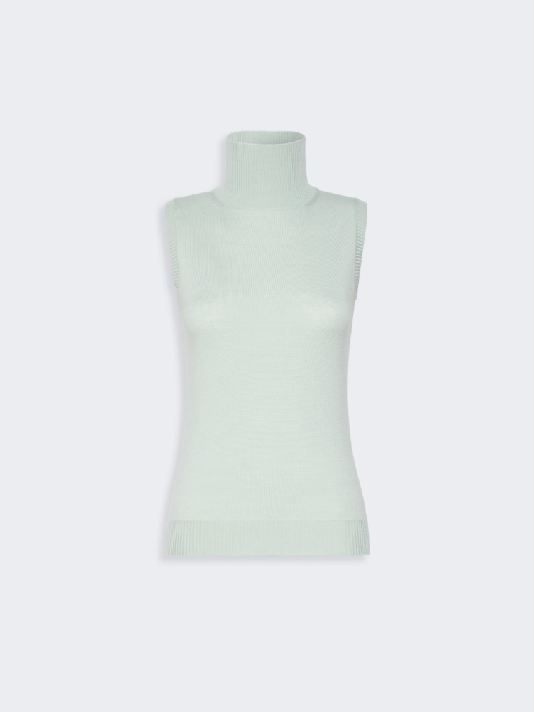 Sleeveless pure wool sweater - PASTEL GREEN