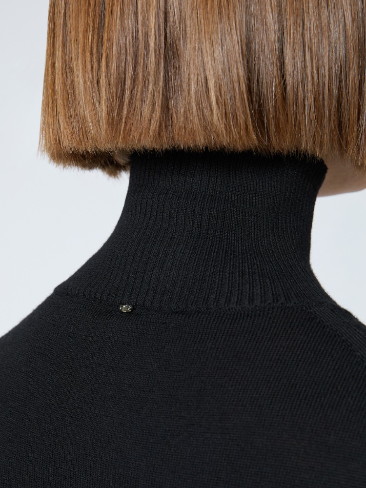 Ärmelloser Pullover aus reiner Wolle - SCHWARZ - 5