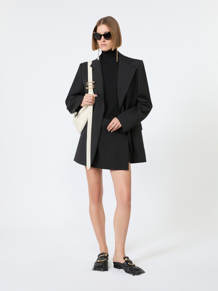 Sleeveless pure wool sweater - BLACK