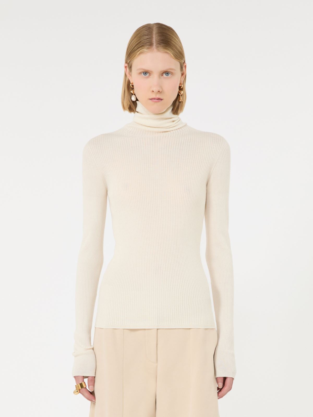 Slim pure wool mock polo-neck sweater - IVORY - Max Mara - 2