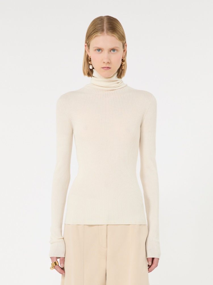 Slim pure wool mock polo-neck sweater - IVORY - Max Mara - 2