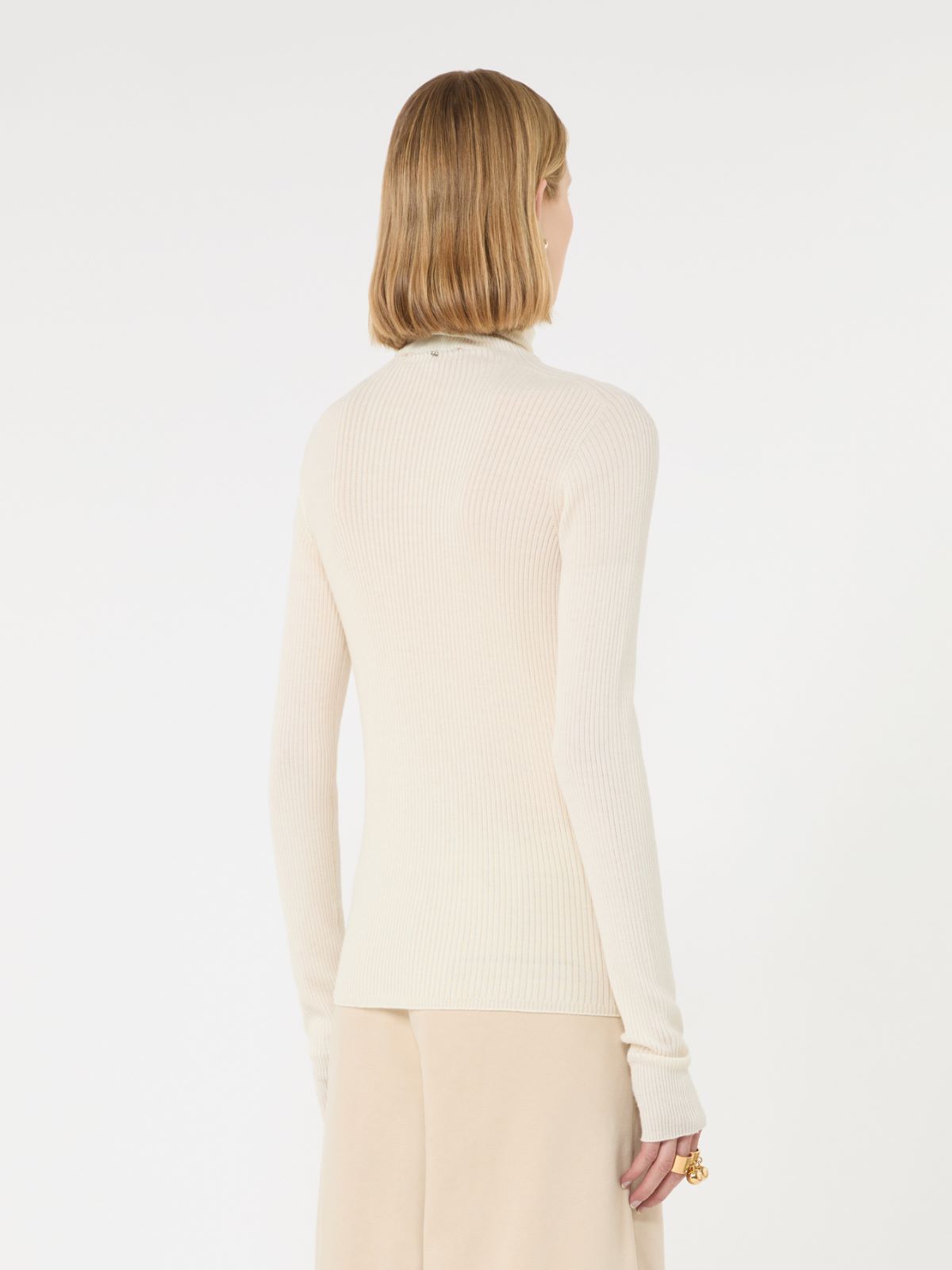 Slim pure wool mock polo-neck sweater - IVORY - Max Mara - 3