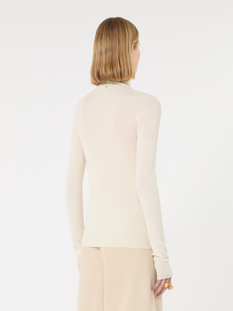 Slim pure wool mock polo-neck sweater - IVORY - Max Mara - 3