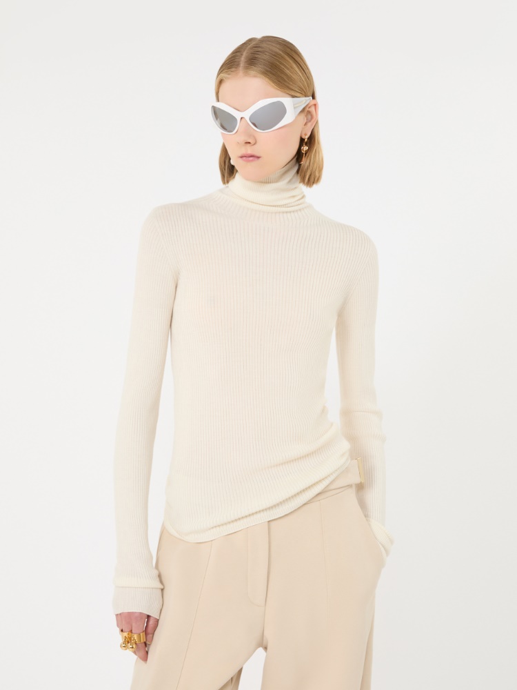 Slim pure wool mock polo-neck sweater - IVORY - Max Mara - 4