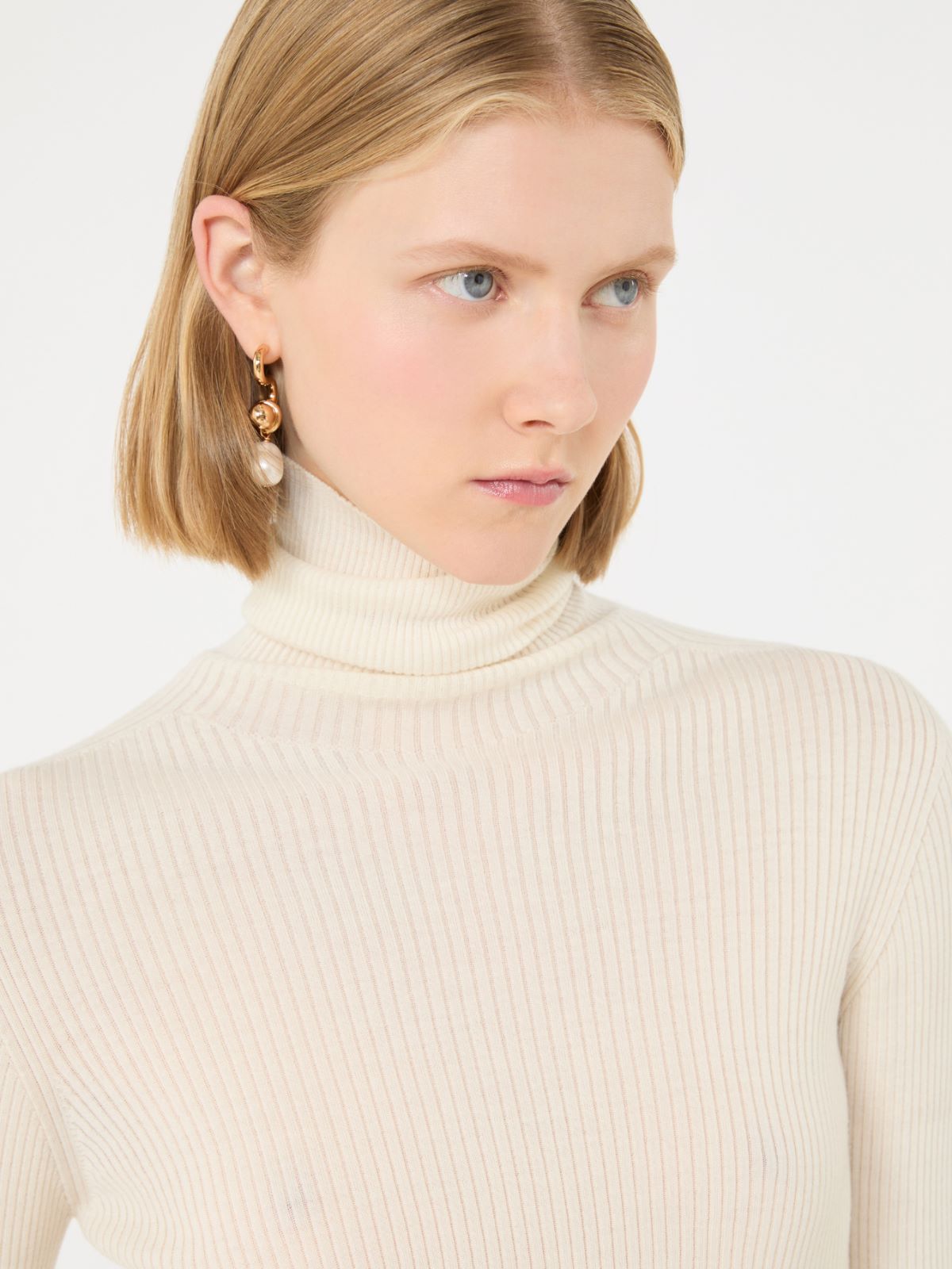 Slim pure wool mock polo-neck sweater - IVORY - Max Mara - 5