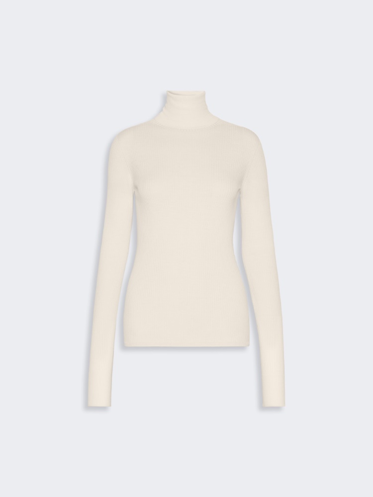 Slim pure wool mock polo-neck sweater - IVORY - Max Mara - 6